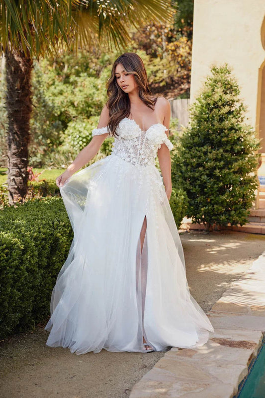 Juliet Enchanting 3D Floral Off-Shoulder Bridal Gown JT2483KW - Rosa Apparel