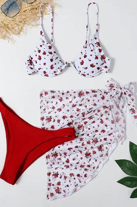 Miss Sparkling 3 Piece Bikini Set - Rosa Apparel