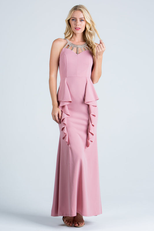 LA Scala Embellished Off-the-Shoulder Lace Mermaid Gown 25859