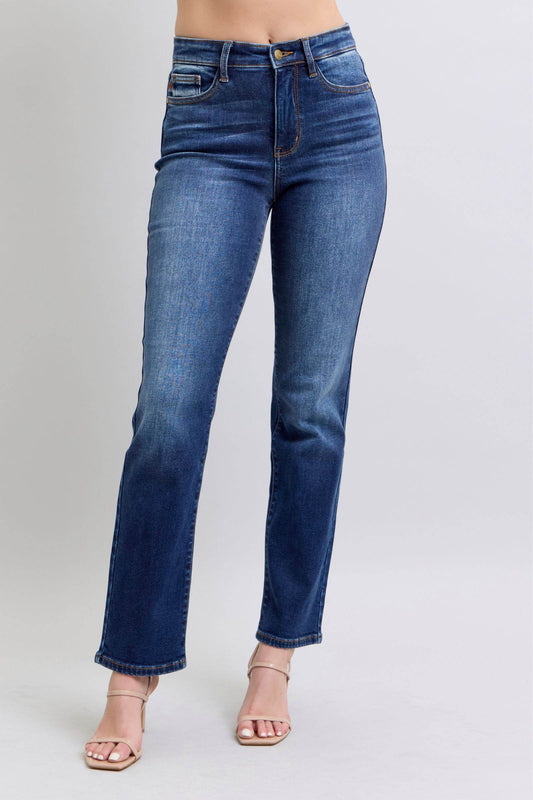Judy Blue Full Size Washed Straight Leg Jeans with Pockets - Rosa Apparel