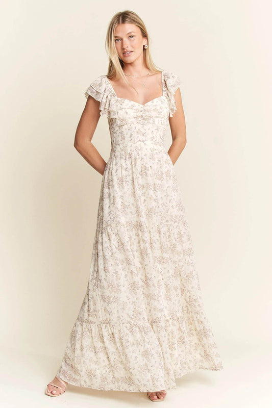 Jade By Jane Full Size Ruffle Sleeve Tiered Plus Size Maxi Dress - Rosa Apparel