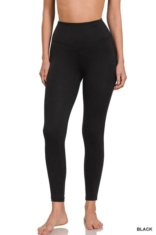 Zenana Brushed Microfiber Full Length Leggings - Rosa Apparel