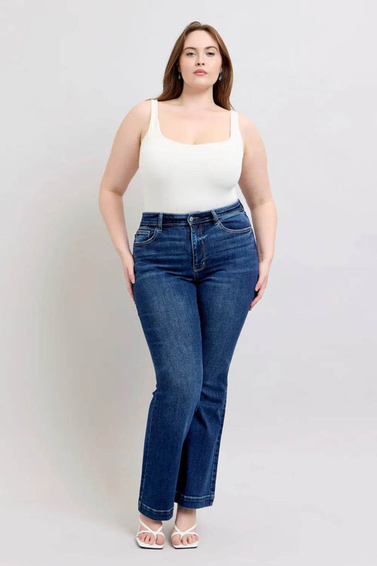 Judy Blue Full Size High Rise Flare Jeans with Pockets Plus Size - Rosa Apparel