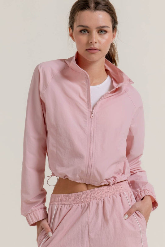 Pink Long Sleeve Crop Activewear Anorak Jacket - Rosa Apparel