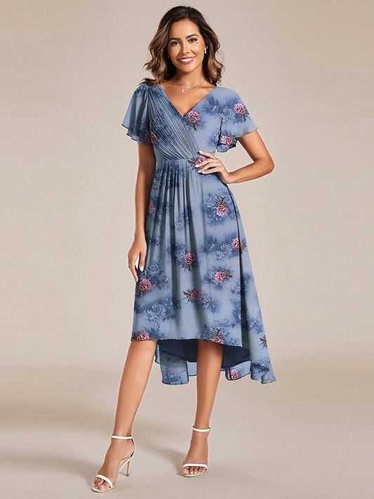 Ever FAYE Floral V Neck High-Low Wedding Guest Dress