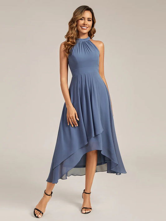 Ever Pretty Sleeveless Halter Neck A-Line High-Low Chiffon Dress