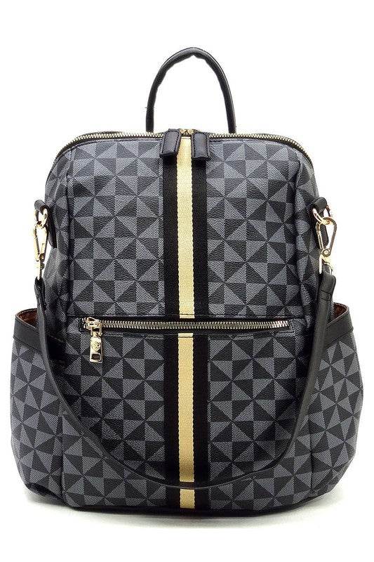 PM Monogram Striped Convertible Backpack - Rosa Apparel
