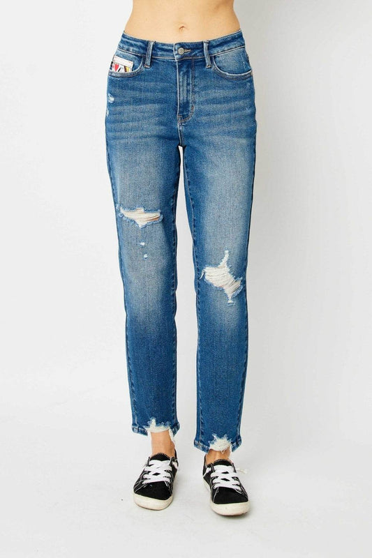 Judy Blue Full Size Distressed Slim Jeans - Rosa Apparel