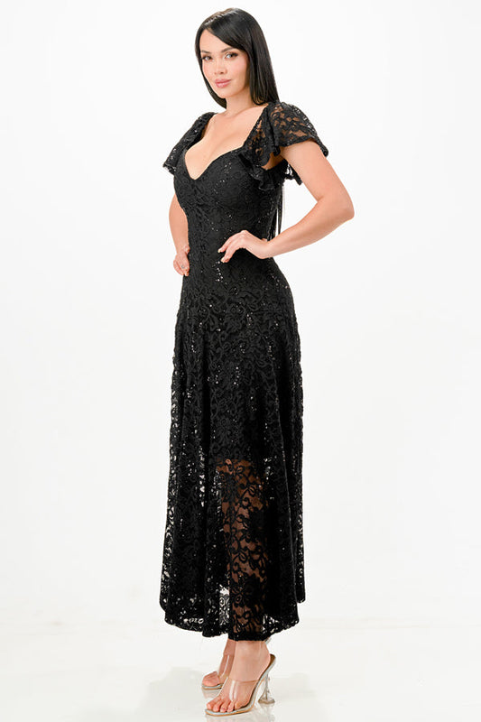 LA SCALA Butterfly Sleeve Sequin Lace Evening Dress 26091