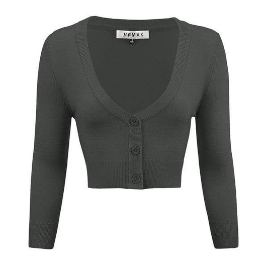 Women's Cropped Bolero 3/4 Sleeve Cardigan - Rosa Apparel