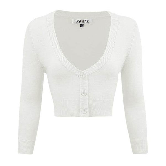Women's Cropped Bolero 3/4 Sleeve Cardigan - Rosa Apparel