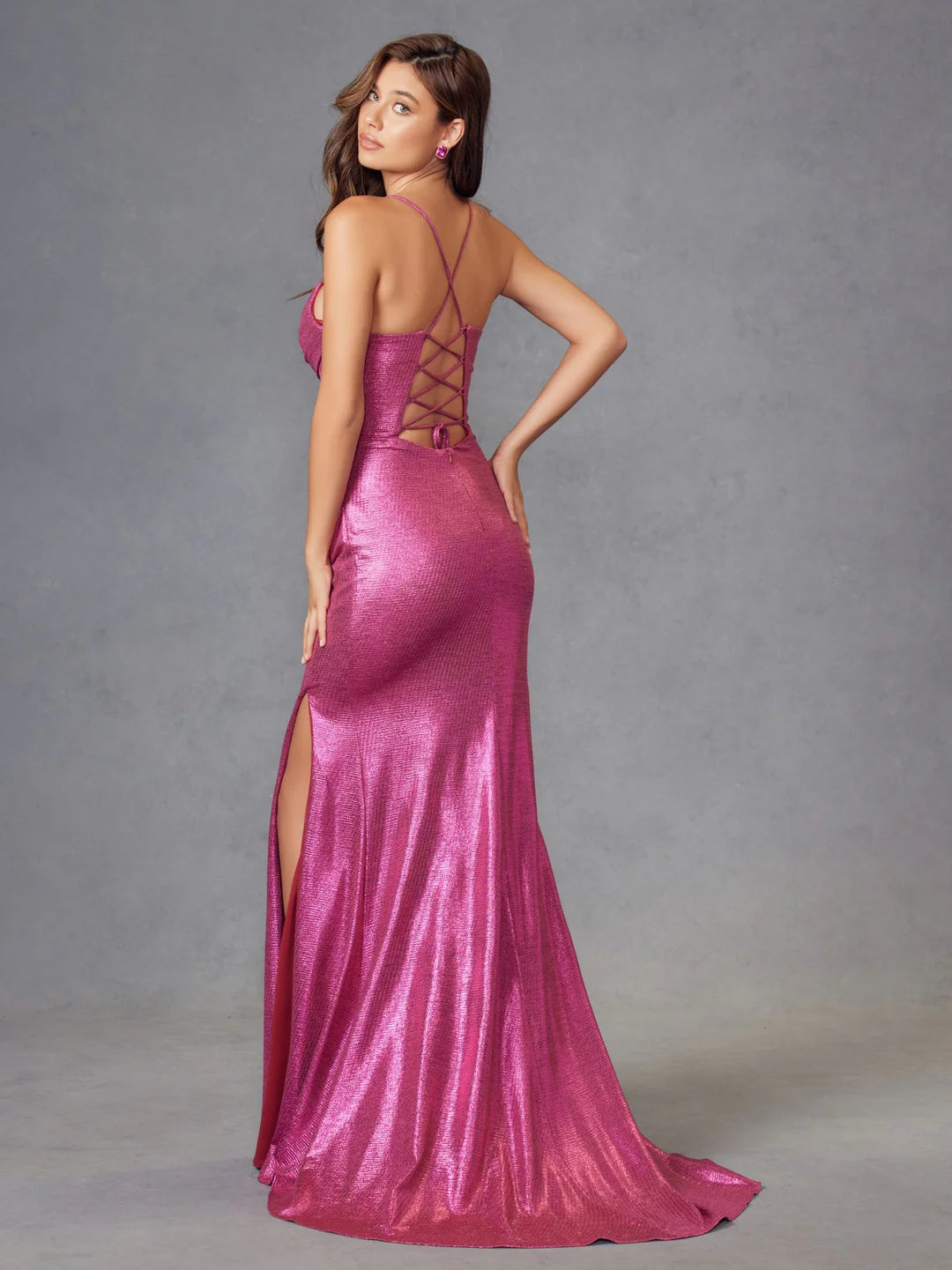 Juliet Metallic Ruched Sleeveless Gown JT2494S