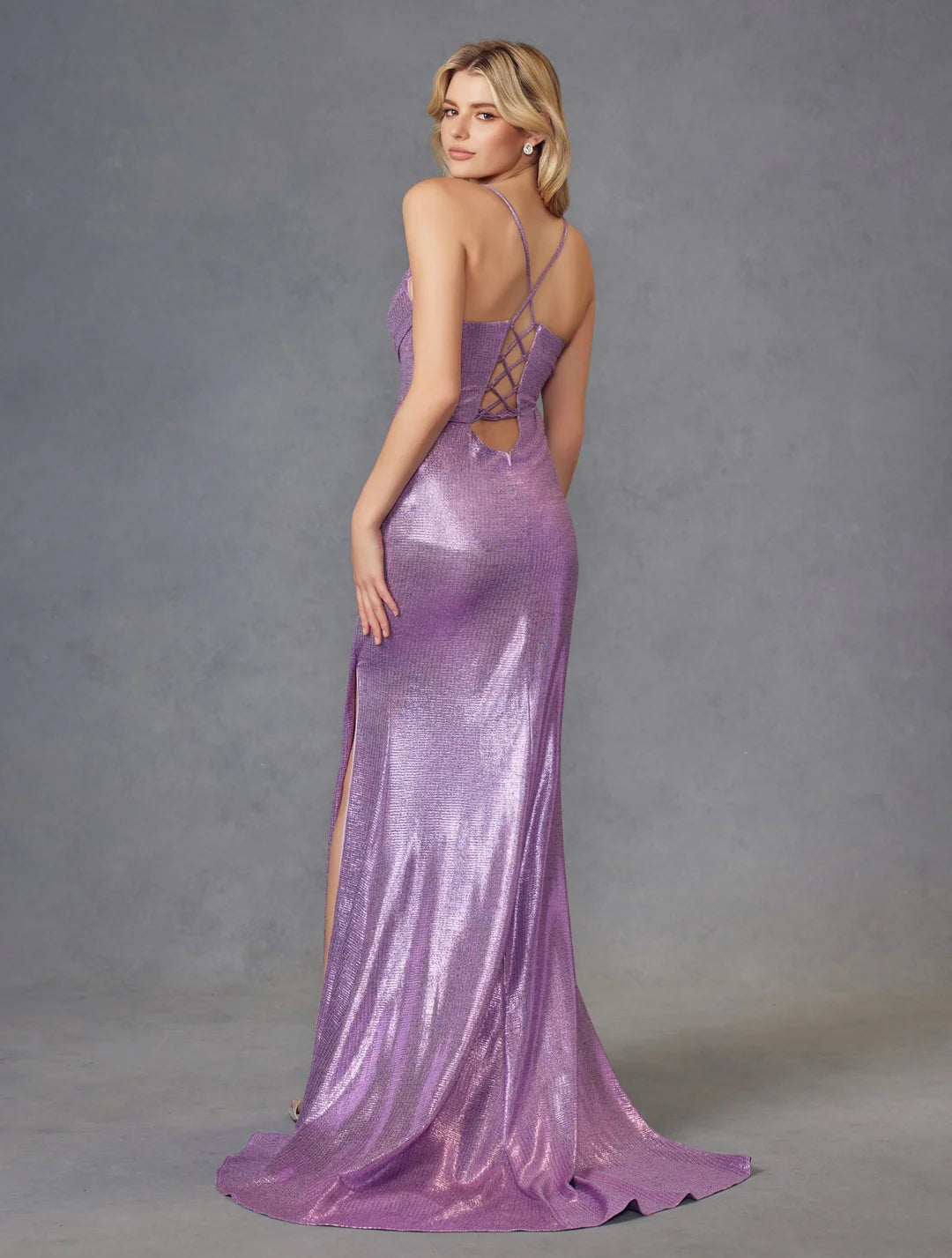 Juliet Metallic Ruched Sleeveless Gown JT2494S