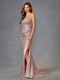 Juliet Metallic Ruched Sleeveless Gown JT2494S