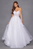 Juliet Embroidered Bodice Open Back White Gown JT2482SW - Rosa Apparel