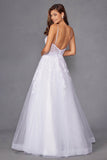 Juliet Embroidered Bodice Open Back White Gown JT2482SW - Rosa Apparel