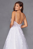 Juliet Embroidered Bodice Open Back White Gown JT2482SW - Rosa Apparel