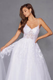 Juliet Embroidered Bodice Open Back White Gown JT2482SW - Rosa Apparel