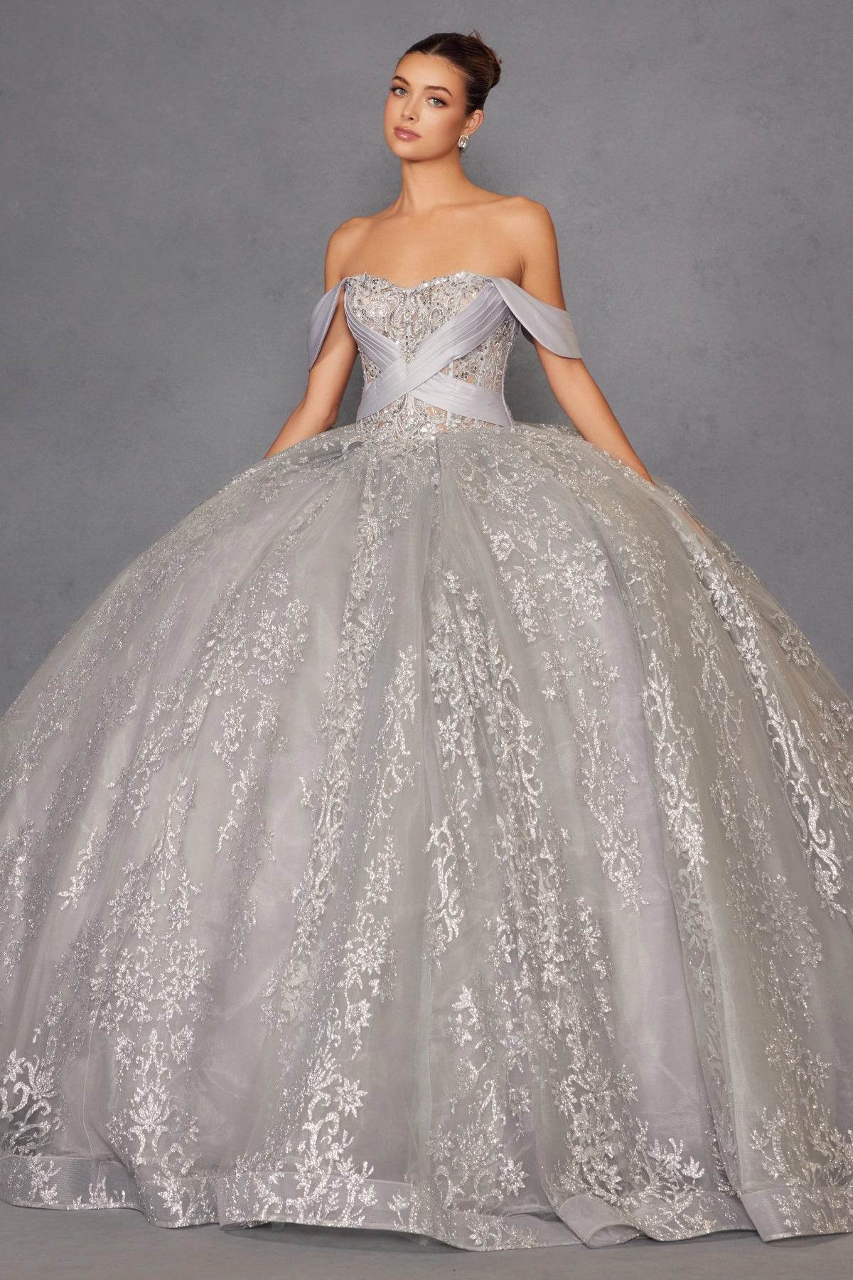 Juliet Off-Shoulder Embroidered Quinceanera Ball Gown - JT1488H - Rosa Apparel