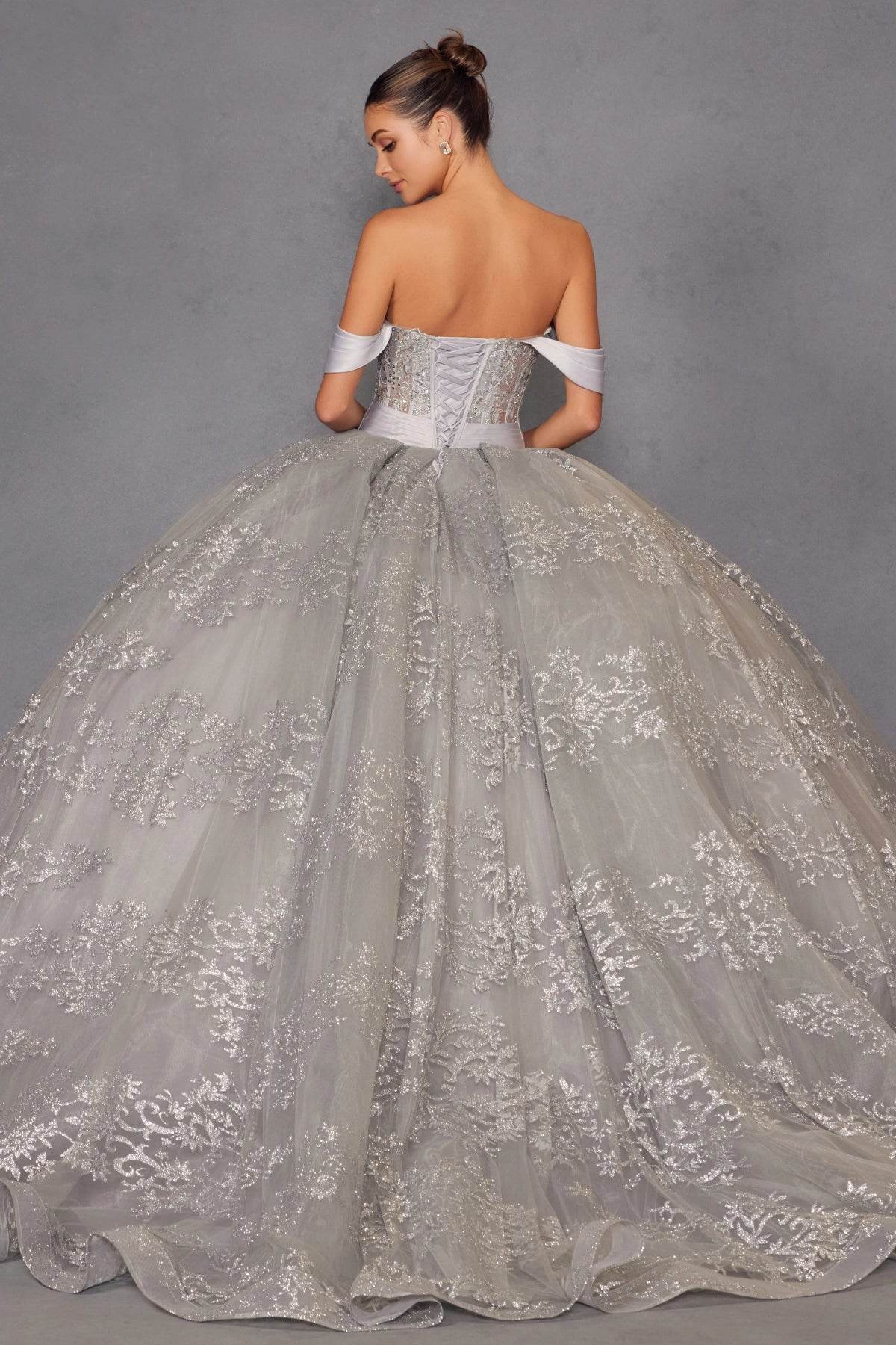 Juliet Off-Shoulder Embroidered Quinceanera Ball Gown - JT1488H - Rosa Apparel