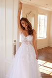 Juliet Embroidered Bodice Open Back White Gown JT2482SW - Rosa Apparel