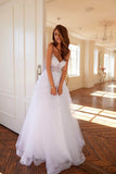 Juliet Embroidered Bodice Open Back White Gown JT2482SW - Rosa Apparel