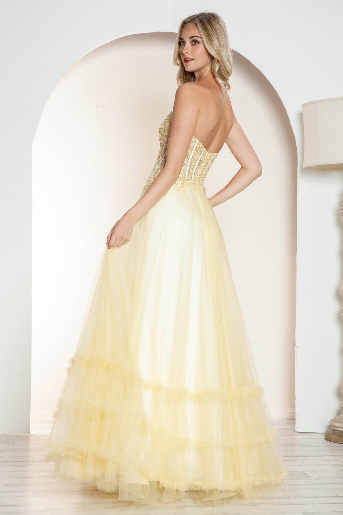 Juliet Strapless A-line Ruffled Gown JT2561S - Rosa Apparel