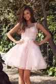 Juliet Baby Doll Floral Glitter Skirt Homecoming Cocktail Dress JT976L - Rosa Apparel