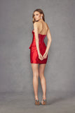 Juliet Satin Homecoming Cocktail Dress with Stones and Side Waist Tie JT964A