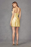 Juliet Cute Strapless Satin Homecoming Cocktail Dress with Stones and Oversized Bow JT960A