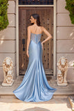 Juliet Stone Corset Strapless High-Slit Gown JT2654K