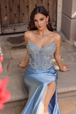 Juliet Stone Corset Strapless High-Slit Gown JT2654K