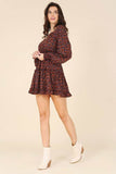 Lilou Ditsy Floral V-Neck Long Sleeves Mini Dress - Rosa Apparel