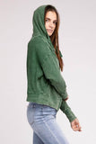 Zenana Acid Wash Cotton Waffle Hooded Zip-Up Jacket - Rosa Apparel