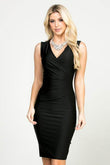 La Scala Overlap Tricot Tanya Side Pleated Mini Dress - Rosa Apparel