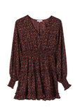 Lilou Ditsy Floral V-Neck Long Sleeves Mini Dress - Rosa Apparel