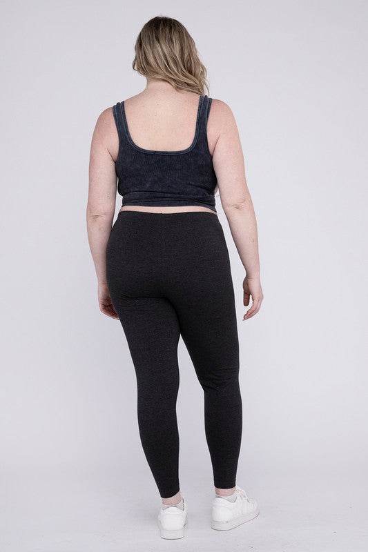 Zenana Casual Plus Premium Cotton Full Length Fitted Leggings - Rosa Apparel