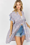 Davi & Dani Printed Short Sleeve Ruffle Kimono - Rosa Apparel