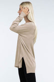 Zenana Hi-Low Hem Front Seam V-Neck Sweater - Rosa Apparel