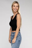 Zenana Casual Ribbed Scoop Neck Cropped Sleeveless Top - Rosa Apparel