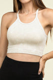 Zenana Washed Ribbed Seamless Cropped Cami Top - Rosa Apparel