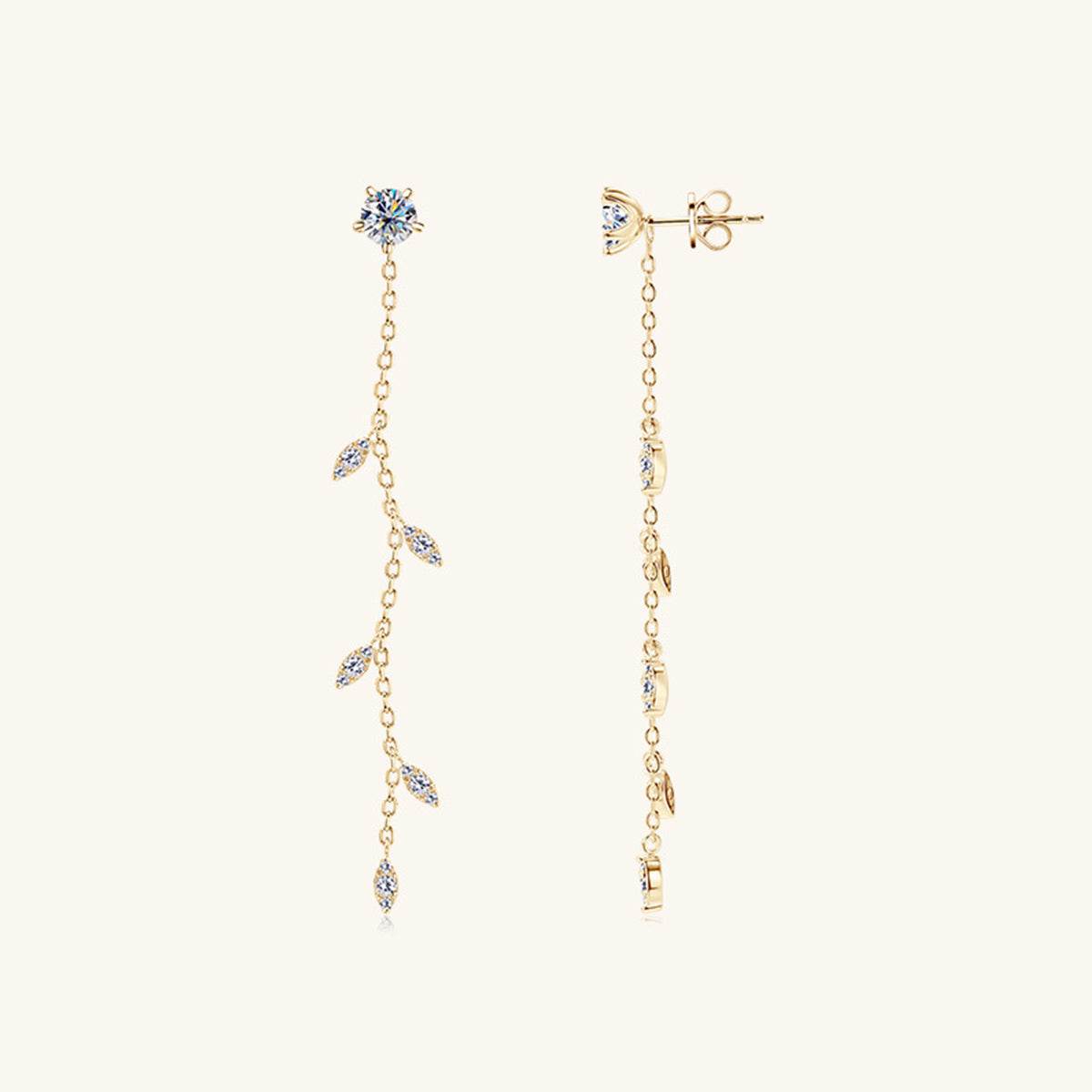 1.38 Carat Moissanite 925 Sterling Silver Leaf Earrings - Rosa Apparel