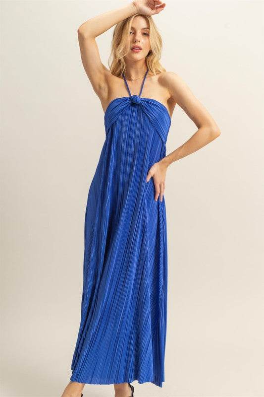 HYFVE Knotted Detail Halter Neck Flowy Maxi Dress - Rosa Apparel