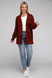 Zenana Low Gauge Waffle Open Cardigan Sweater - Rosa Apparel