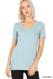 Zenana Casual Cotton V-Neck Short Sleeve T-Shirts - Rosa Apparel