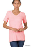 Zenana Casual Cotton V-Neck Short Sleeve T-Shirts - Rosa Apparel