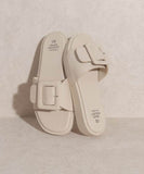 OASIS SOCIETY Daisy - Single Buckle Slide Square Toe Sandals - Rosa Apparel