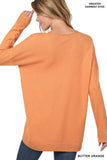 Zenana Hi-Low Garment Dyed V-Neck Front Seam Sweater - Rosa Apparel