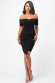 La Scala Off The Shoulder Front Twist Bodycon Dress - Rosa Apparel