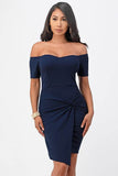 La Scala Off The Shoulder Front Twist Bodycon Dress - Rosa Apparel
